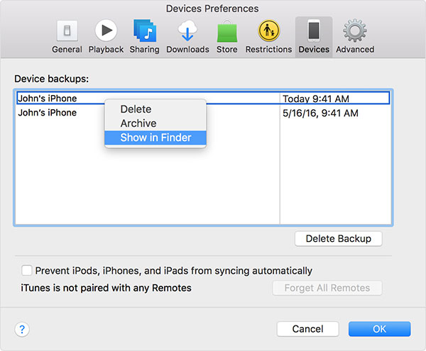 Hvordan vise iPhone-sikkerhetskopifiler på Mac