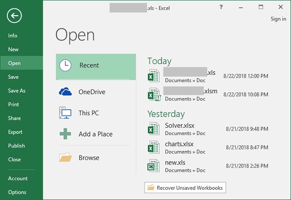 Excel AutoSave Wahi: Ma hea e ʻimi a hoʻihoʻi i nā faila Excel i mālama ʻole ʻia (2016/2013/2007/2003)