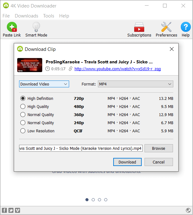 pilih format output